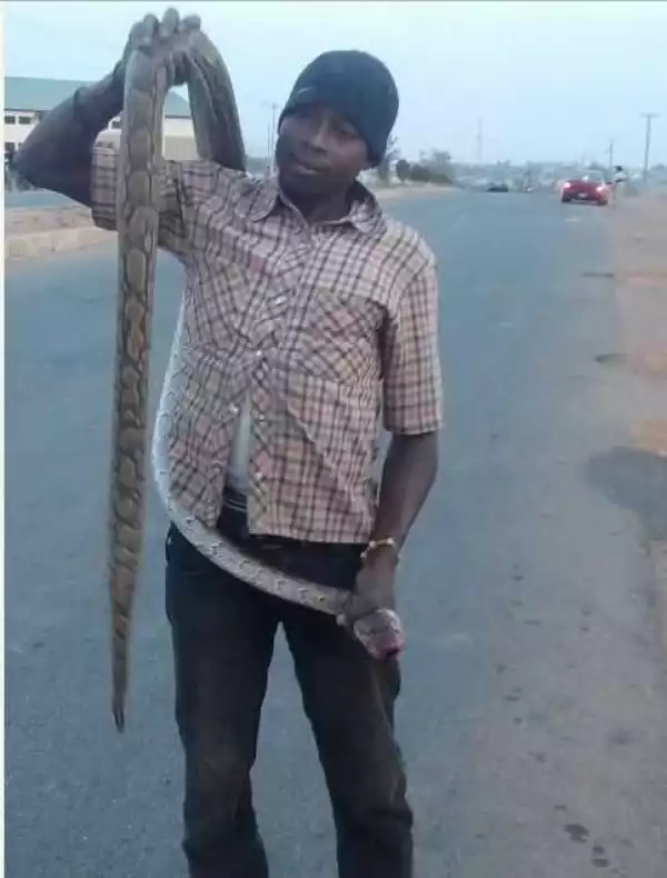 Friday Pepper Soup: See the Massive Snake Paraded on the Street by this Young Man (Photos)